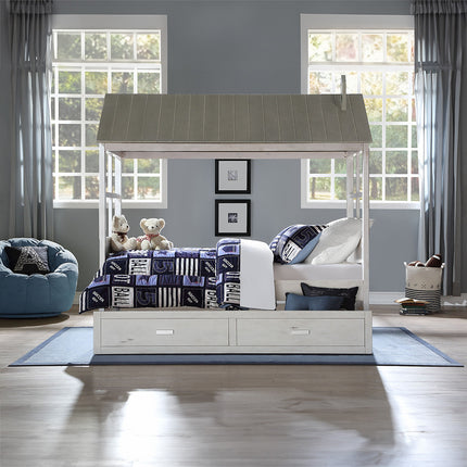ACME 37170T Tree House II Twin Bed, Weathered White & Washed Gray (1Set/3Ctn)