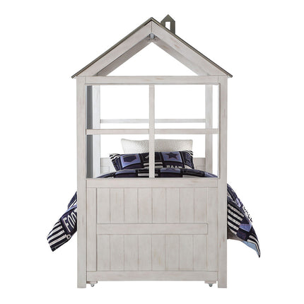 ACME 37170T Tree House II Twin Bed, Weathered White & Washed Gray (1Set/3Ctn)