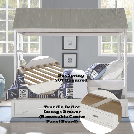 ACME 37170T Tree House II Twin Bed, Weathered White & Washed Gray (1Set/3Ctn)