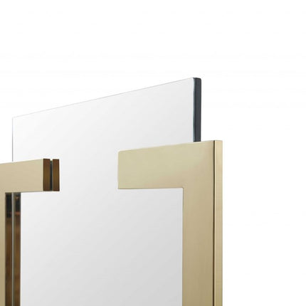 35" Gold Abstract Metal Framed Accent Mirror HomeRoots