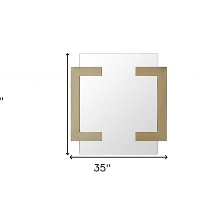 35" Gold Abstract Metal Framed Accent Mirror HomeRoots