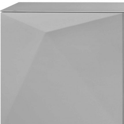 94" Gray Wood And Glass Carved Geometric Sideboard HomeRoots