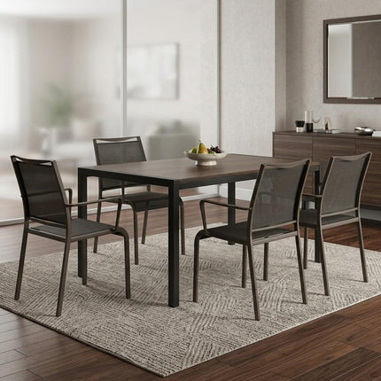 Set of Four Gray Dining Arm Chairs HomeRoots