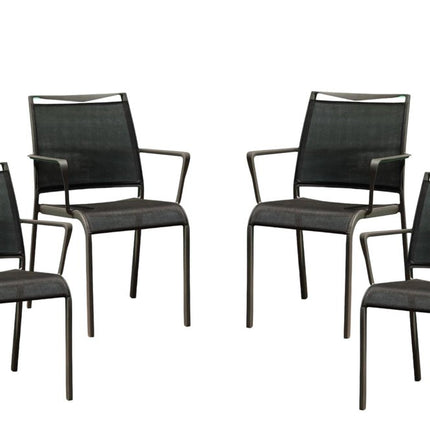 Set of Four Gray Dining Arm Chairs HomeRoots