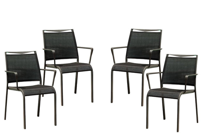 Set of Four Gray Dining Arm Chairs HomeRoots
