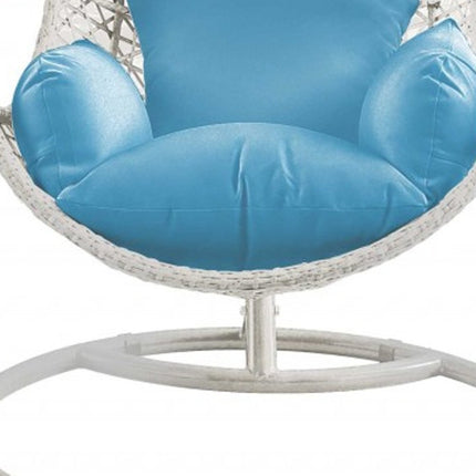 40" Blue and Steel stand finished Metal Outdoor Swing Chair with Blue Cushion HomeRoots