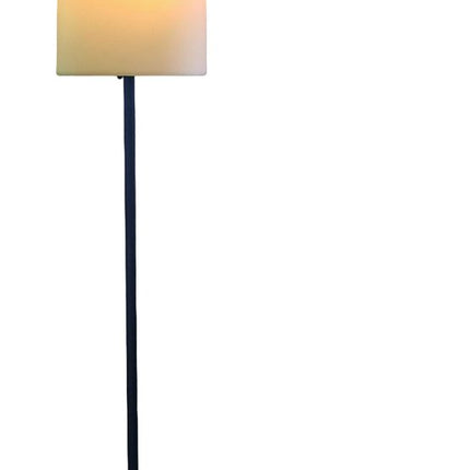 60" Black And White Floor Lamp With White Fabric Drum Shade HomeRoots