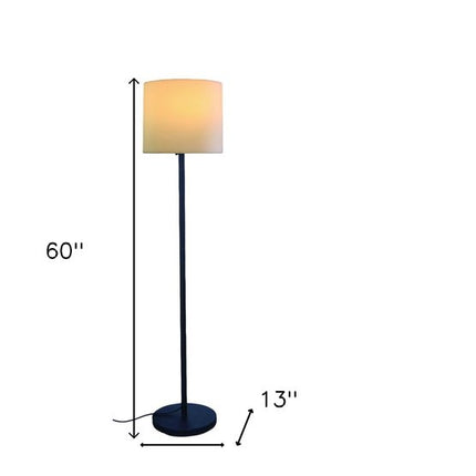 60" Black And White Floor Lamp With White Fabric Drum Shade HomeRoots