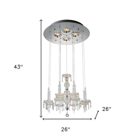 Clear Candle Style Four Light Metal and Glass Ceiling Light HomeRoots