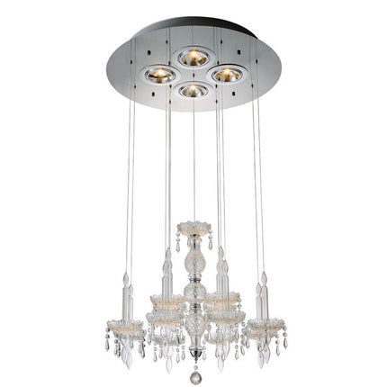 Clear Candle Style Four Light Metal and Glass Ceiling Light HomeRoots