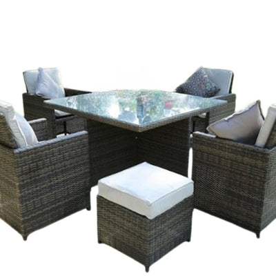 Nine Piece Clear and Gray Glass Dining Set