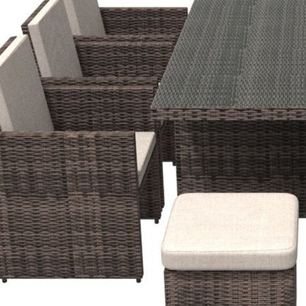 11 Piece Clear and Gray Glass Dining Set HomeRoots