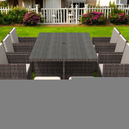 11 Piece Clear and Gray Glass Dining Set HomeRoots