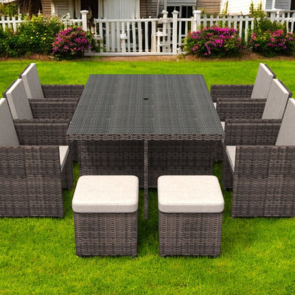 11 Piece Clear and Gray Glass Dining Set HomeRoots