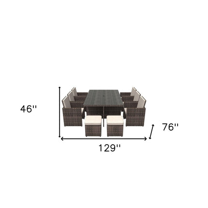 11 Piece Clear and Gray Glass Dining Set HomeRoots