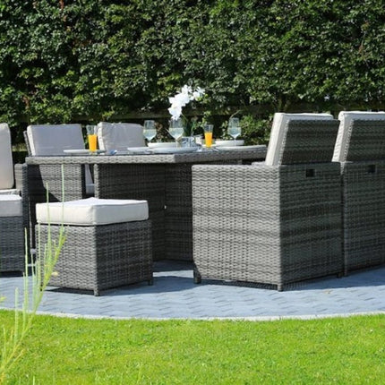 11 Piece Clear and Gray Glass Dining Set HomeRoots