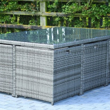 11 Piece Clear and Gray Glass Dining Set HomeRoots