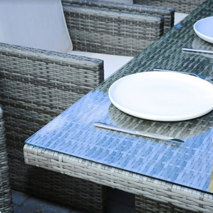 11 Piece Clear and Gray Glass Dining Set HomeRoots