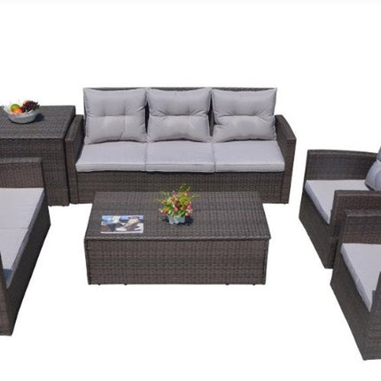 Six Piece Outdoor Brown Metal Sofa Seating Group With Cushions HomeRoots