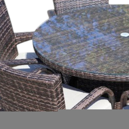 Seven Piece Clear and Gray Round Glass Dining Set HomeRoots