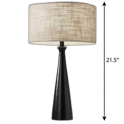22" Black Metal Geo Triangle Table Lamp With Beige Drum Shade HomeRoots