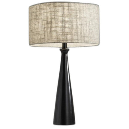 22" Black Metal Geo Triangle Table Lamp With Beige Drum Shade HomeRoots