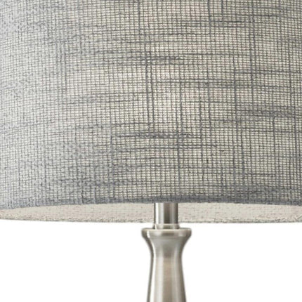 22" Black Metal Geo Triangle Table Lamp With Beige Drum Shade HomeRoots