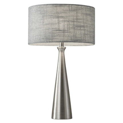 22" Black Metal Geo Triangle Table Lamp With Beige Drum Shade HomeRoots