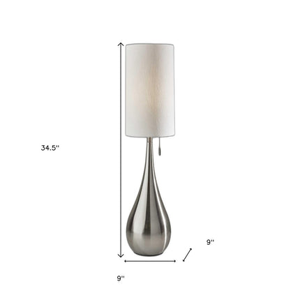 35" Brushed Steel Metal Teardrop Table Lamp HomeRoots