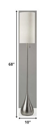 68" Silver Floor Lamp With White Fabric Drum Shade HomeRoots