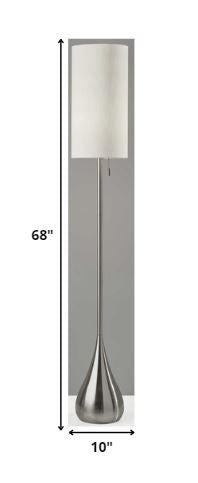 68" Silver Floor Lamp With White Fabric Drum Shade HomeRoots
