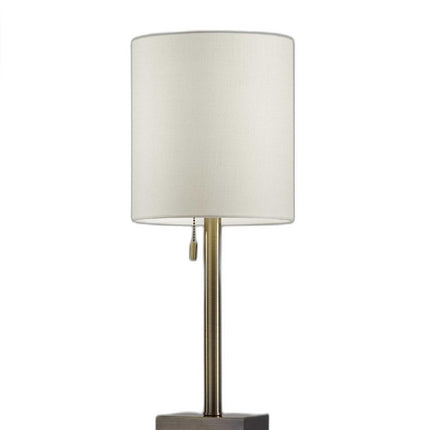 22" Antiqued Brass Metal Cylinder Table Lamp With Off White Drum Shade HomeRoots