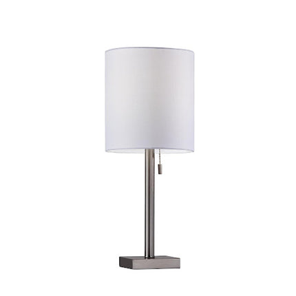 22" Antiqued Brass Metal Cylinder Table Lamp With Off White Drum Shade HomeRoots