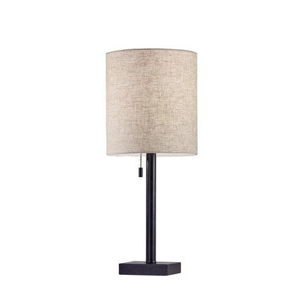 22" Antiqued Brass Metal Cylinder Table Lamp With Off White Drum Shade HomeRoots