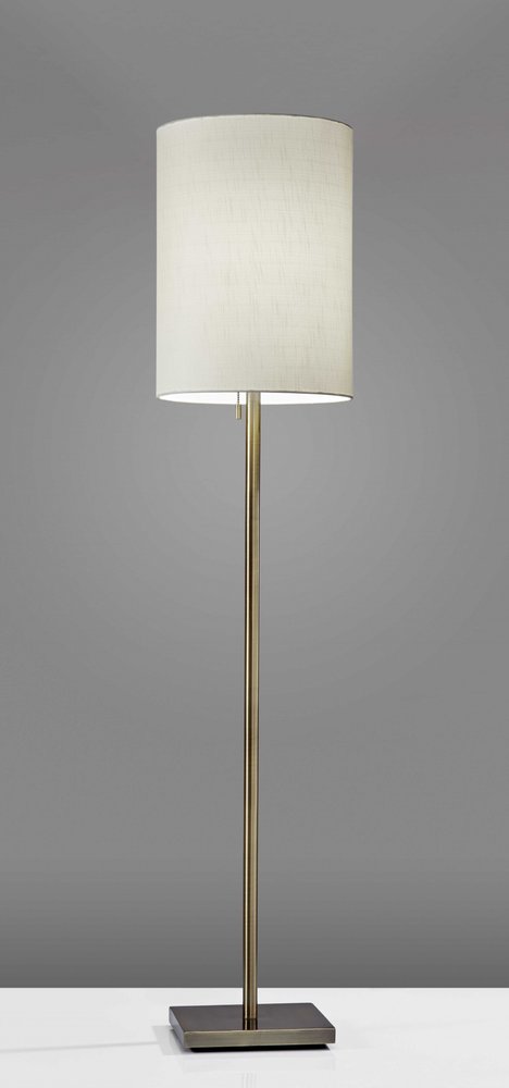 61" Silver Metal Floor Lamp With Fabric Shade