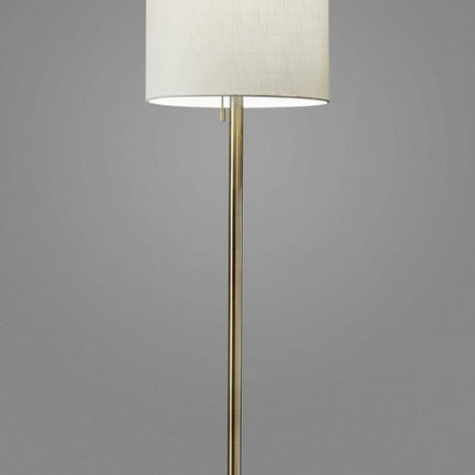 61" Brass Metal Floor Lamp With White Fabric Cylinder Shade HomeRoots