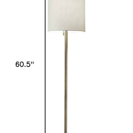 61" Brass Metal Floor Lamp With White Fabric Cylinder Shade HomeRoots