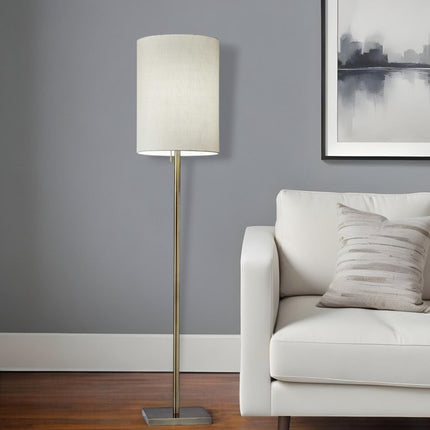 61" Silver Metal Floor Lamp With Fabric Shade HomeRoots