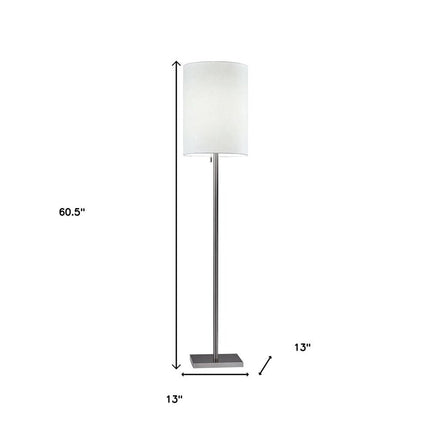 61" Silver Metal Floor Lamp With Fabric Shade HomeRoots