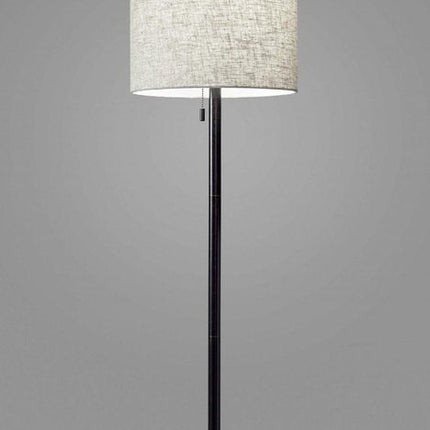 61" Brass Metal Floor Lamp With White Fabric Cylinder Shade HomeRoots