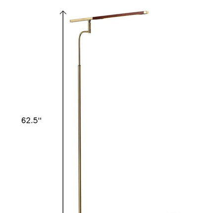 63" Brown LED Task Floor Lamp With Brass HomeRoots