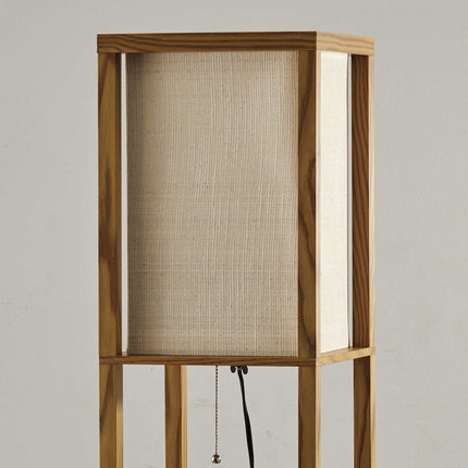 63" Black And White Solid Wood Column Floor Lamp With White Fabric Square Shade HomeRoots
