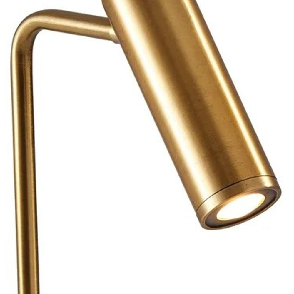 17" Brass Metal LED Desk Lamp With USB And Wireless Charging