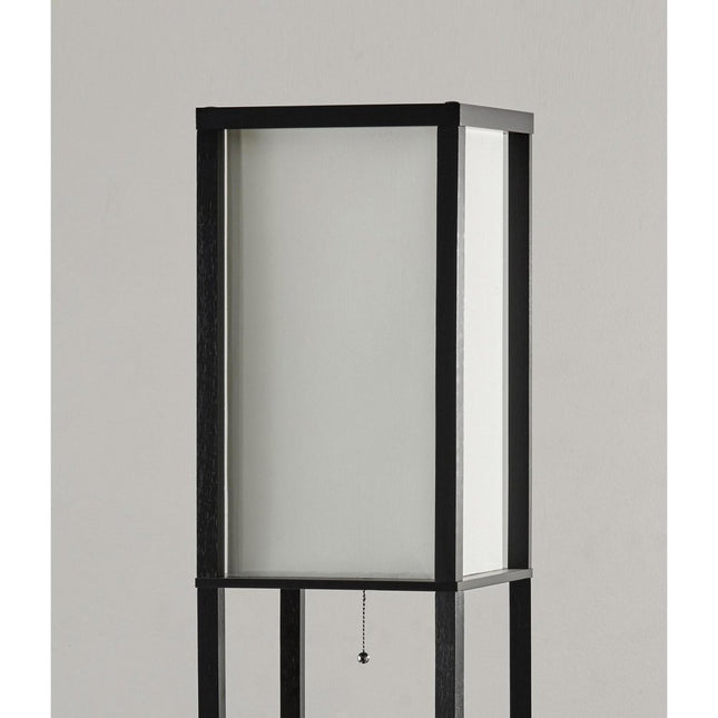72" Black And White Solid Wood Column With White Cotton Shade HomeRoots