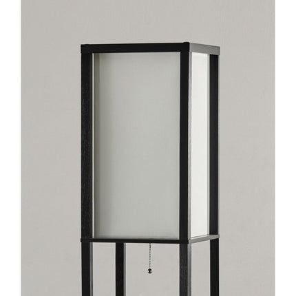 72" Black And White Solid Wood Column With White Cotton Shade HomeRoots