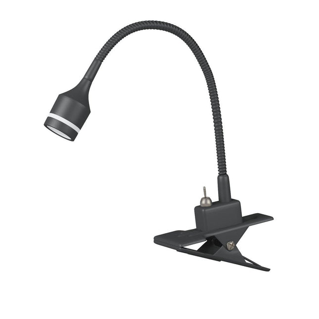 15" Black Metal Adjustable Clip On LED Table Lamp HomeRoots