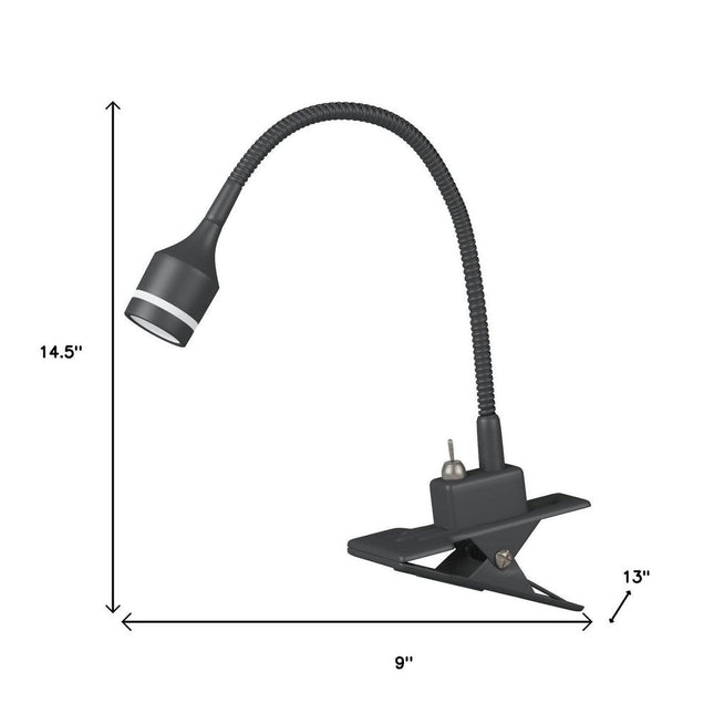 15" Black Metal Adjustable Clip On LED Table Lamp HomeRoots