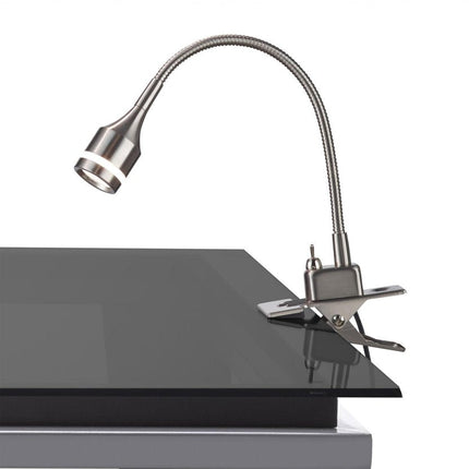 15" Black Metal Adjustable Clip On LED Table Lamp HomeRoots