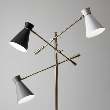 71" Brass Metal Novelty Floor Lamp With Black And White Iron Cone Shade HomeRoots