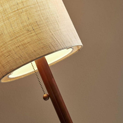 65" Brown Solid Wood Floor Lamp With Beige Linen Drum Shade HomeRoots